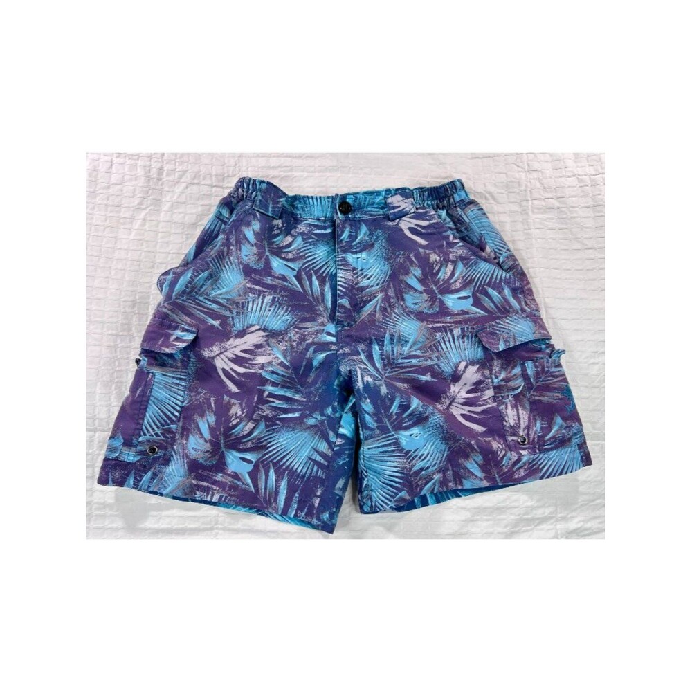 Reel Legends Board Shorts Men Size Small Teal Swimsuit Beach Fishing Swim Trunks